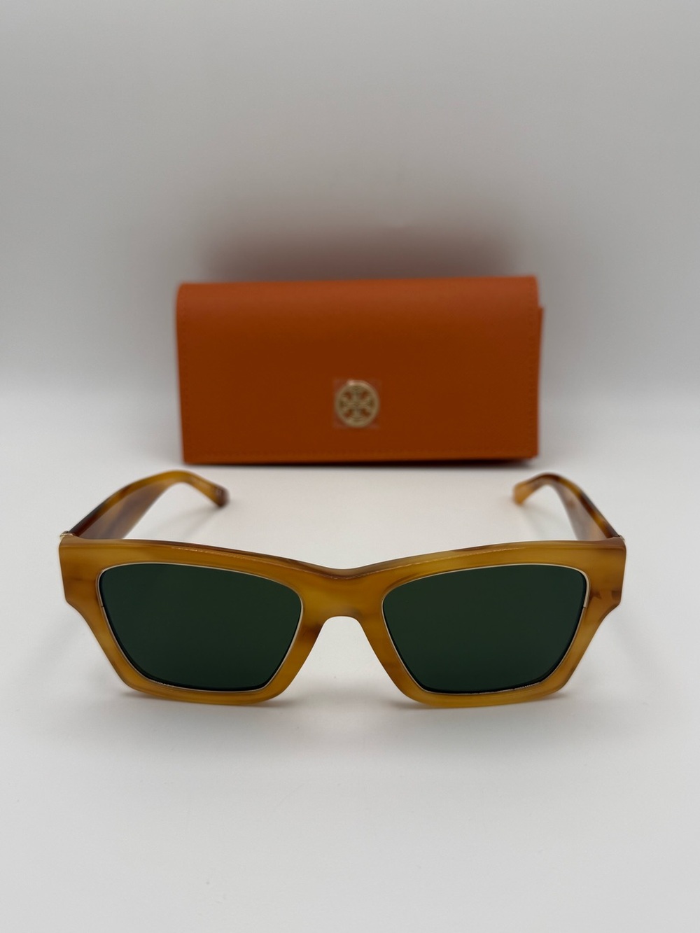 Tory Burch Yellow Amber Tortoise Square